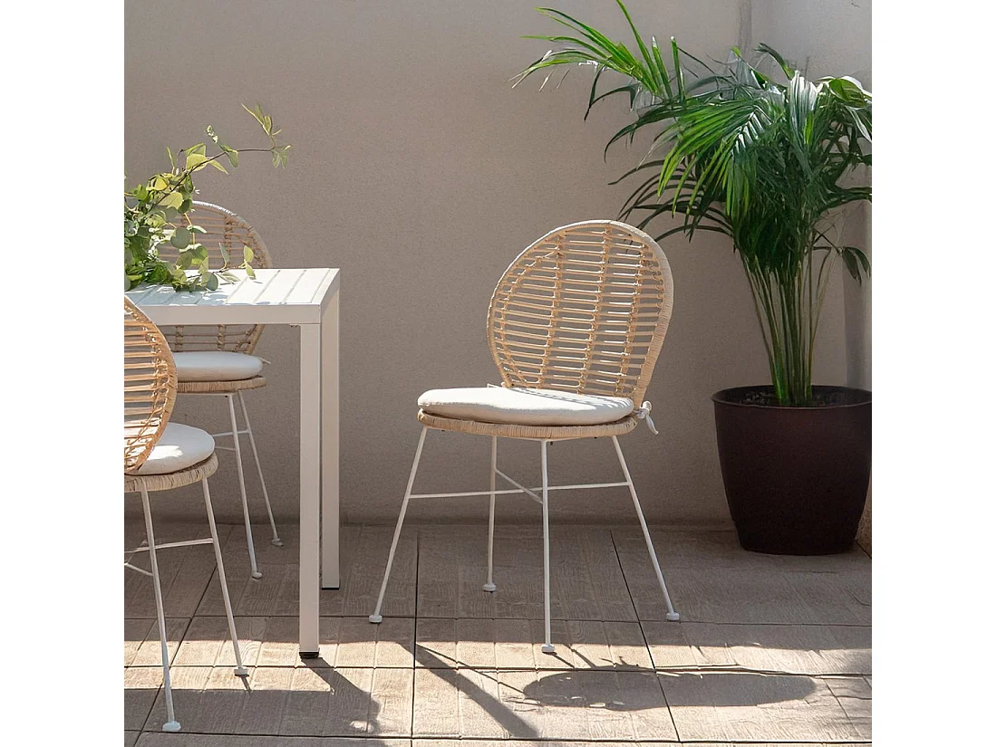 Chaise d'extérieur en rotin naturel 51x89 cm-Kala