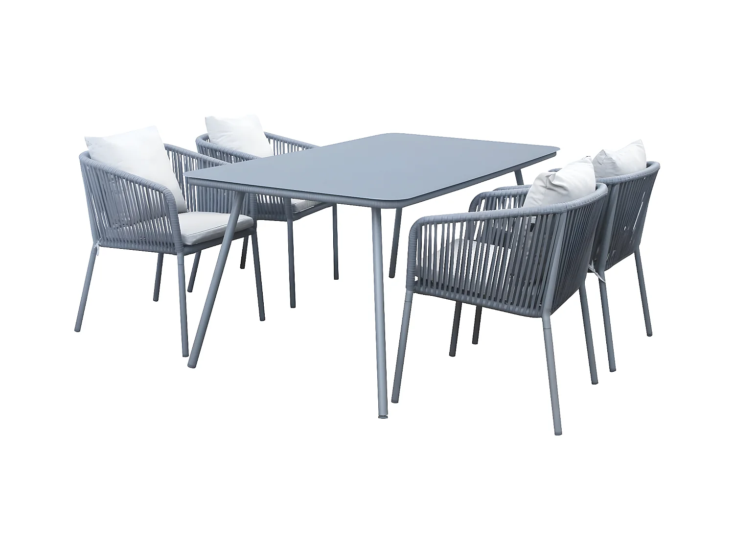 Garten-Essgruppe "Léna" - 194 x 70 x 73 cm - Grau