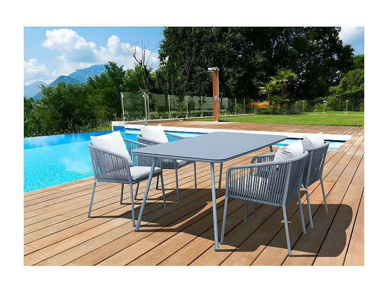 Conjunto de muebles de jardín comedor "Léna" - 194 x 70 x 73 cm - Gris