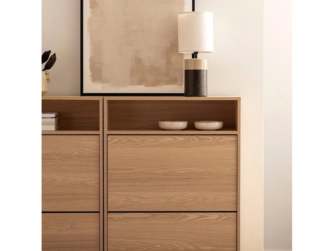 Zapatero estrecho de Madera Natural 115 x 70- Remi