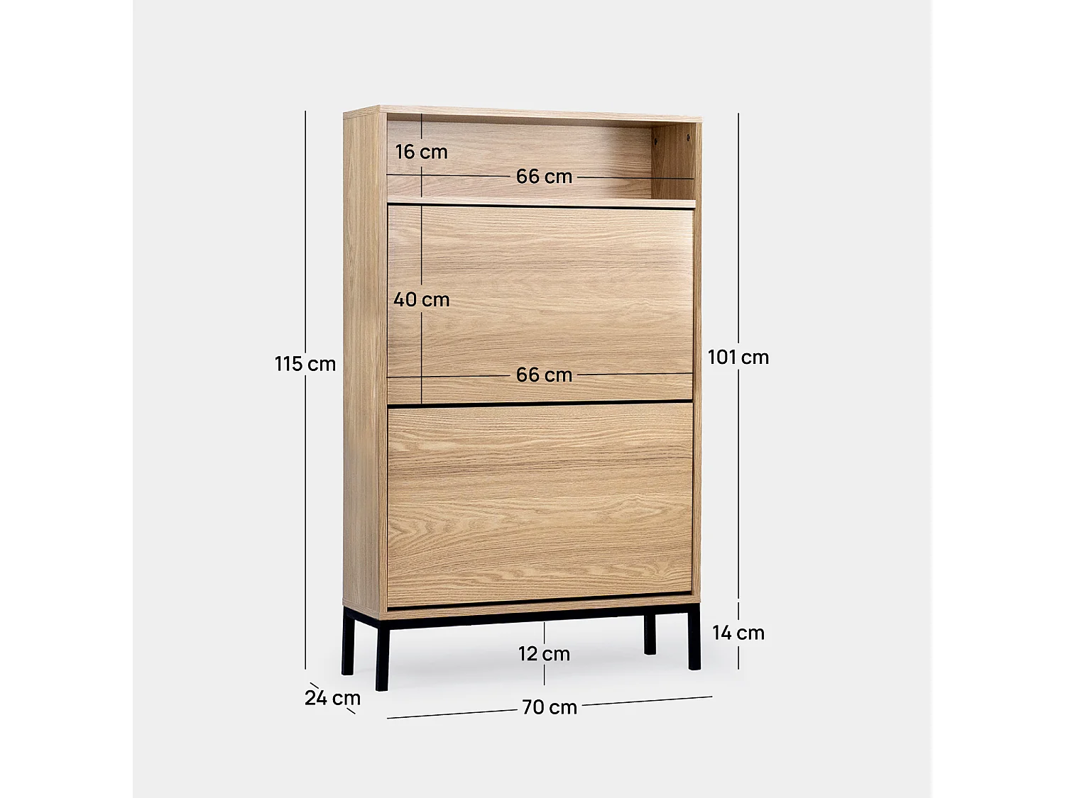 Meuble à chaussures étroite en bois naturel 70x115 cm-Remi
