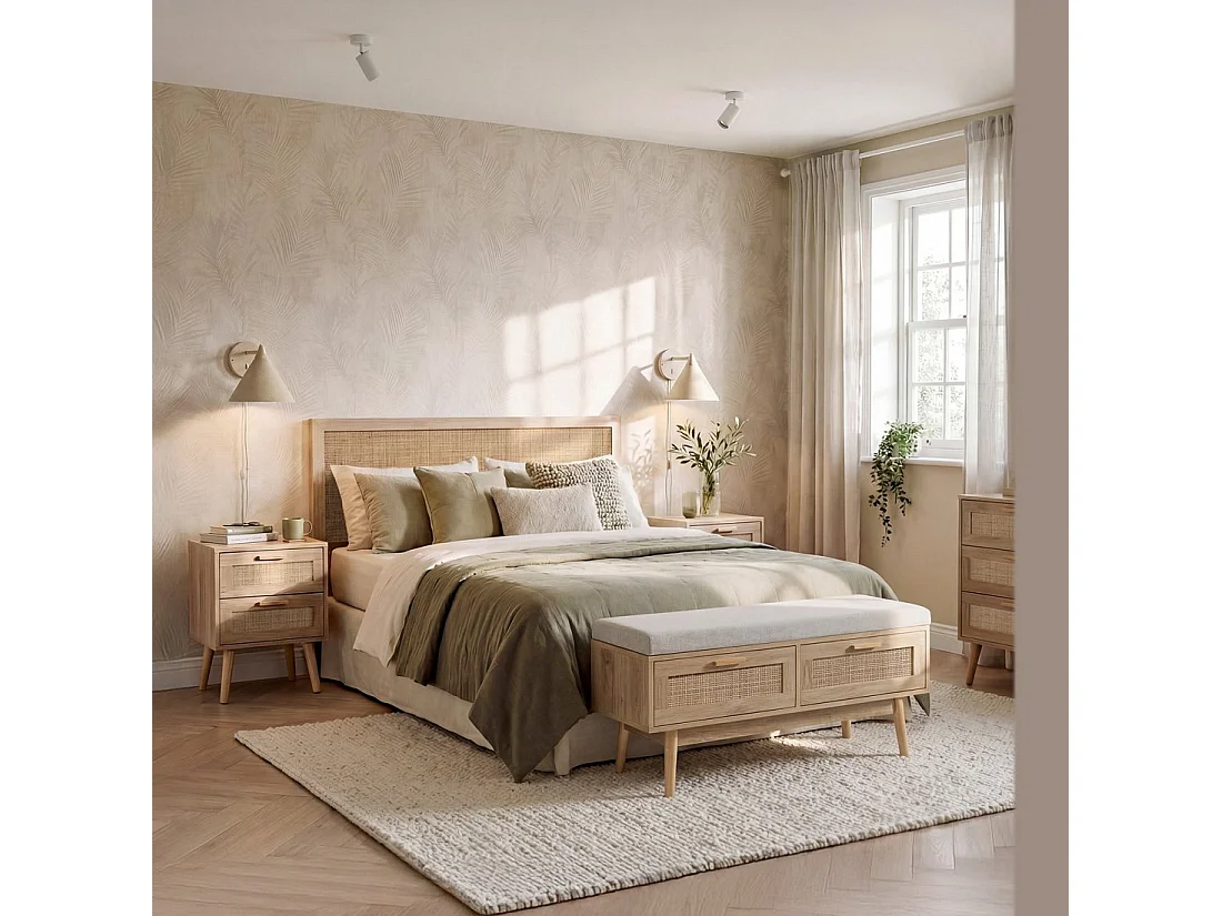 Pie de cama con almacenaje de Fibra natural Natural 50 x 100- Tahiti