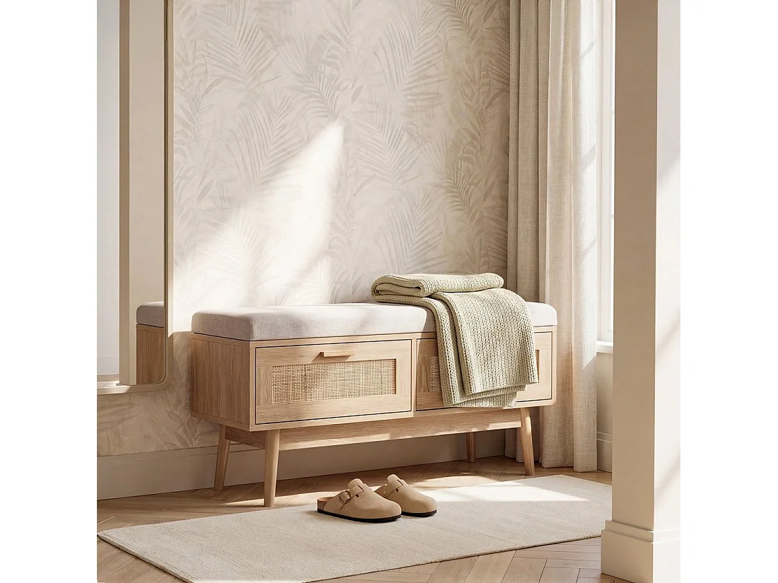 Pie de cama con almacenaje de Fibra natural Natural 50 x 100- Tahiti