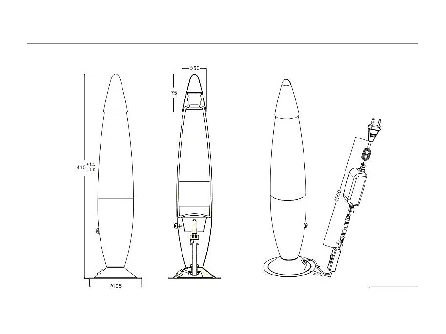 Lampe d'ambiance argent, vert et turquoise, forme fusée - Trio - Lava