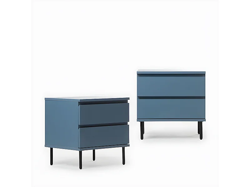 Mesita de noche 2 cajones de Lacado Azul 55 x 50- Esben