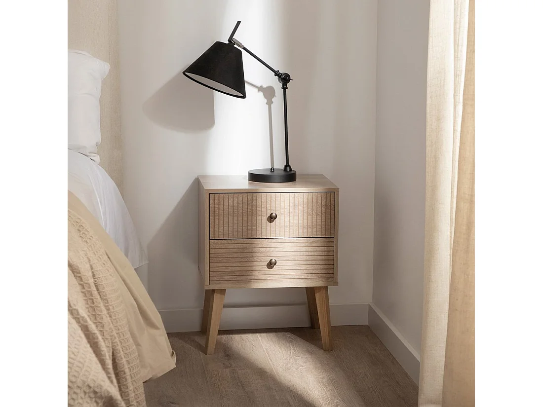 Mesita de noche 2 cajones de Madera Natural 50 x 40- Lipa
