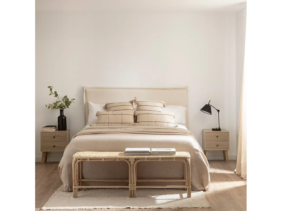 Mesita de noche 2 cajones de Madera Natural 50 x 40- Lipa