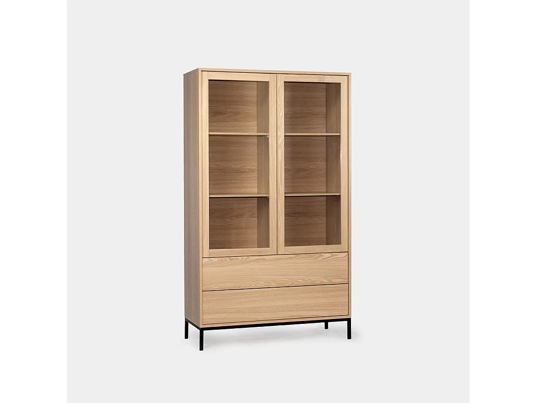 Vitrine double en bois naturel 100x170 cm-Remi