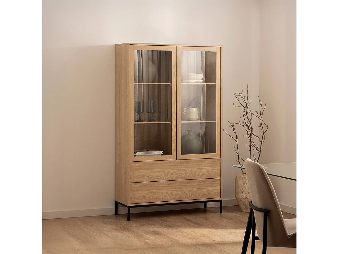 Vitrine double en bois naturel 100x170 cm-Remi
