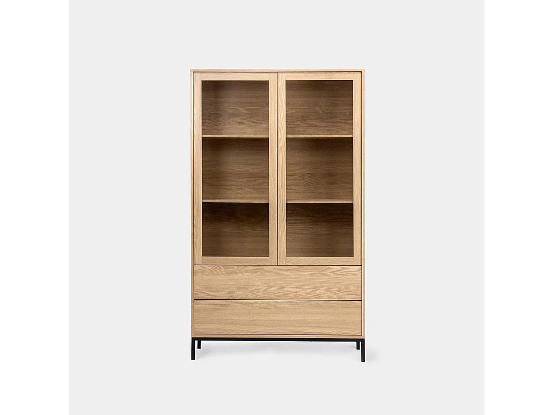 Vitrine double en bois naturel 100x170 cm-Remi