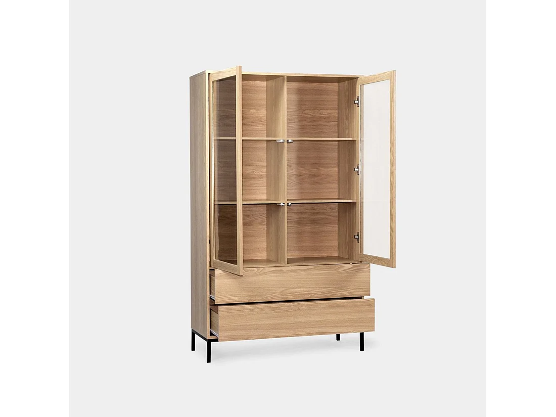 Vitrine double en bois naturel 100x170 cm-Remi