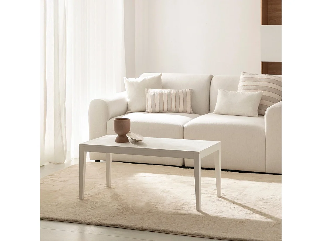 Table basse fixe en laqué blanc 100x45 cm-Mara