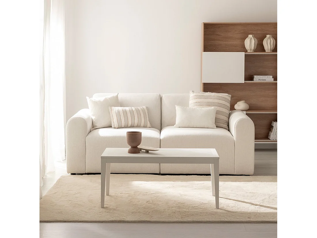 Table basse fixe en laqué blanc 100x45 cm-Mara