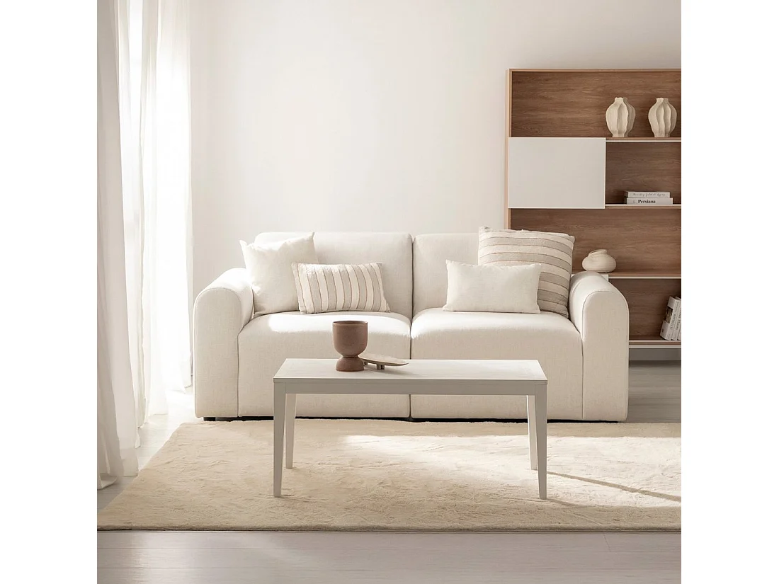 Mesa de centro fija de Lacado Blanco 45 x 100- Mara