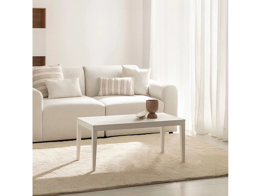 Mesa de centro fija de Lacado Blanco 45 x 100- Mara