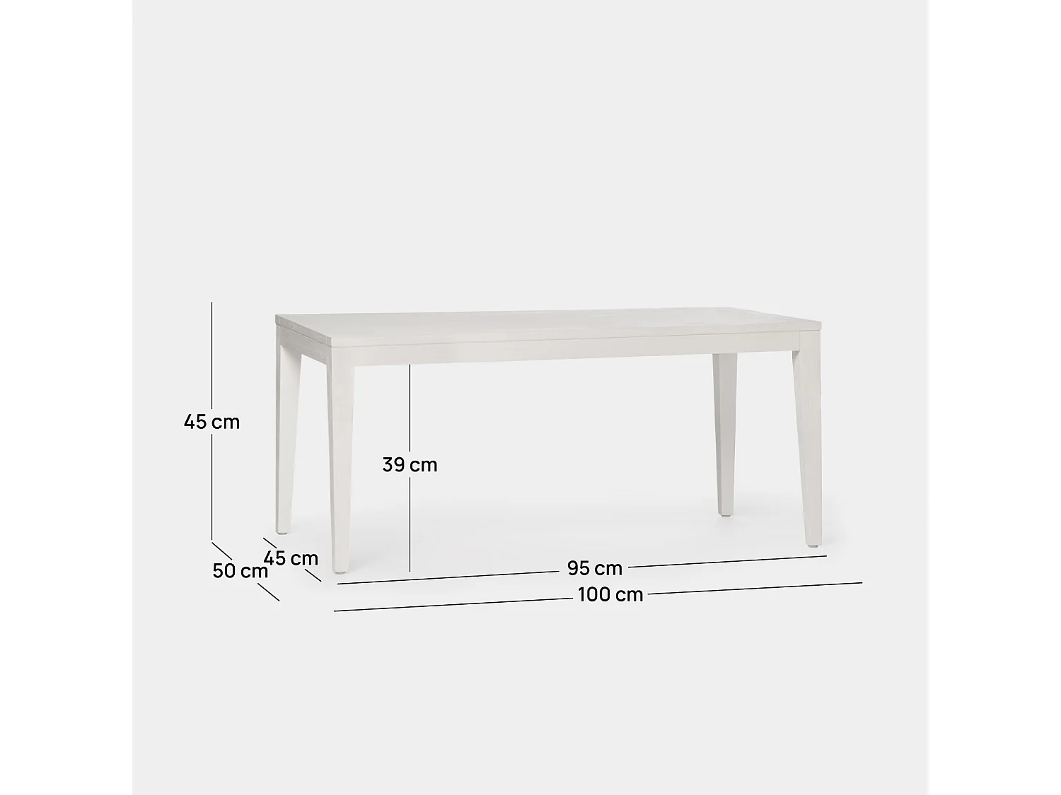 Mesa de centro fija de Lacado Blanco 45 x 100- Mara