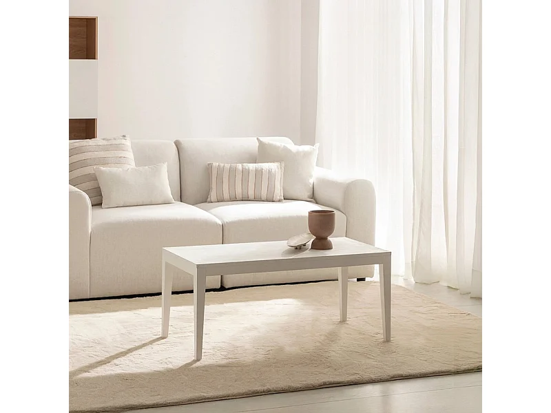 Mesa de centro fija de Lacado Blanco 45 x 100- Mara