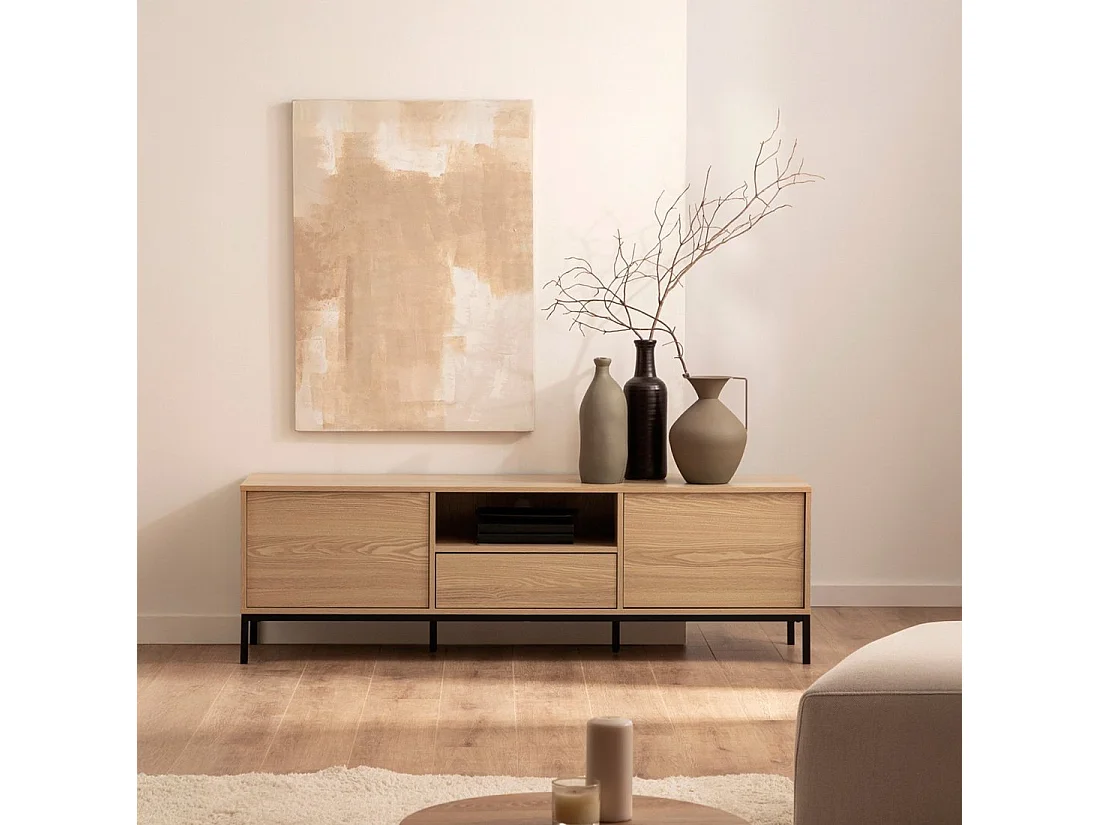 Meuble TV 160 en bois naturel 160x50 cm-Remi