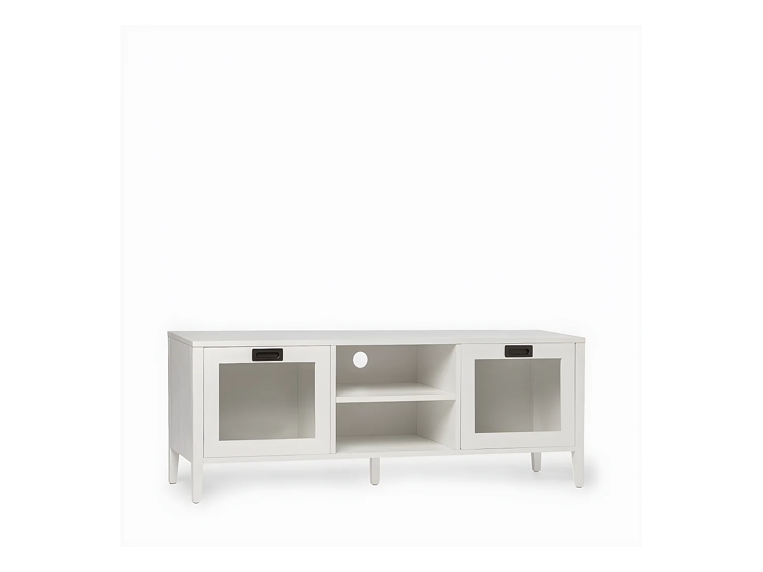 Meuble TV en laqué blanc 140x50 cm-Edan
