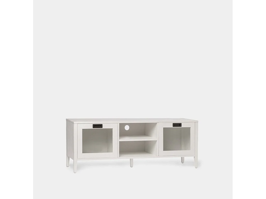 Meuble TV en laqué blanc 140x50 cm-Edan