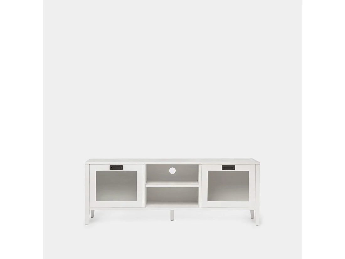 Meuble TV en laqué blanc 140x50 cm-Edan