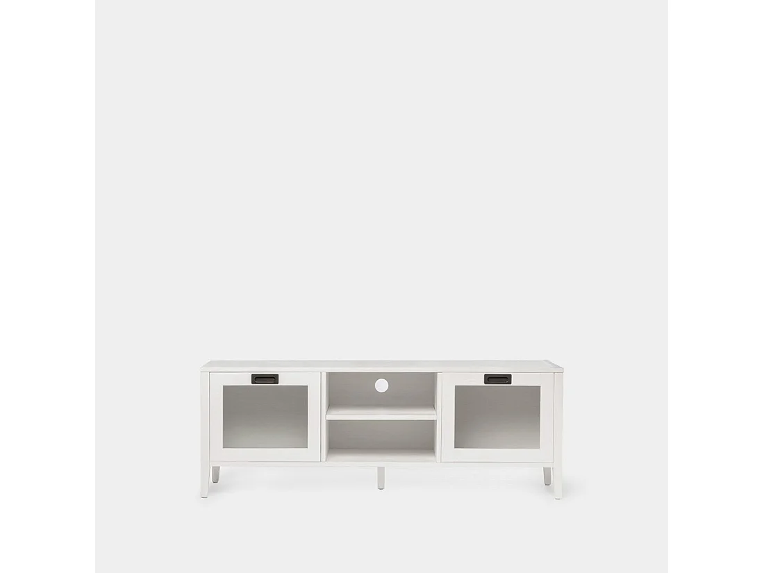 Meuble TV en laqué blanc 140x50 cm-Edan