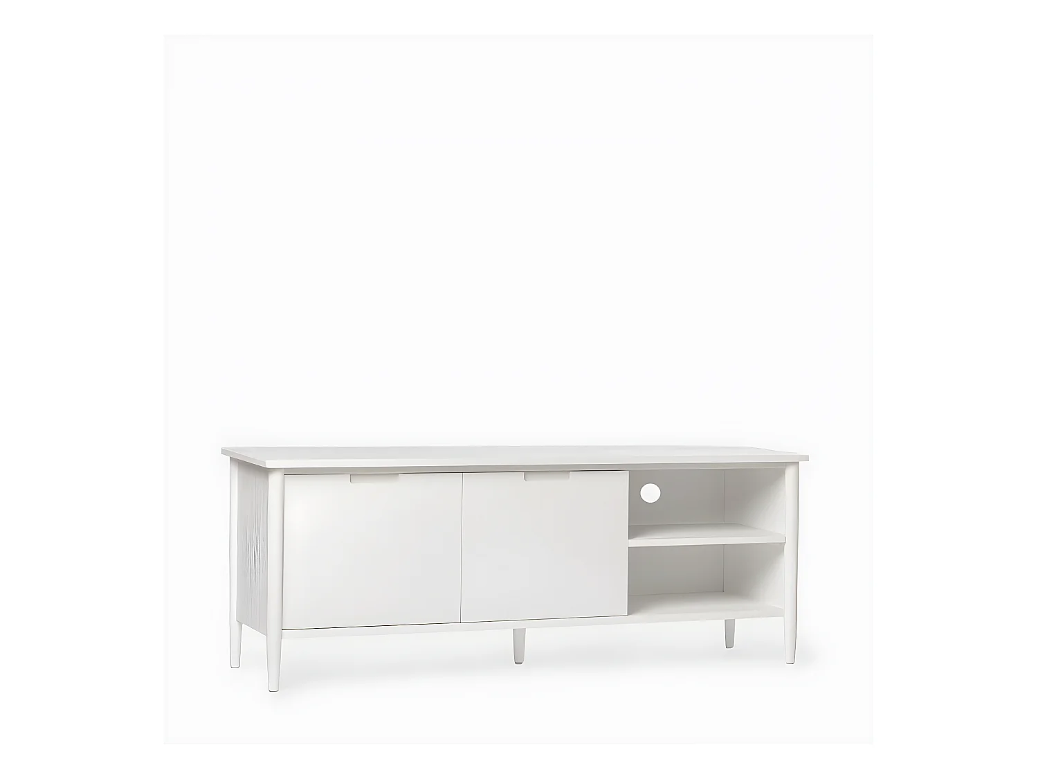Meuble TV en laqué blanc 140x55 cm-Kenan