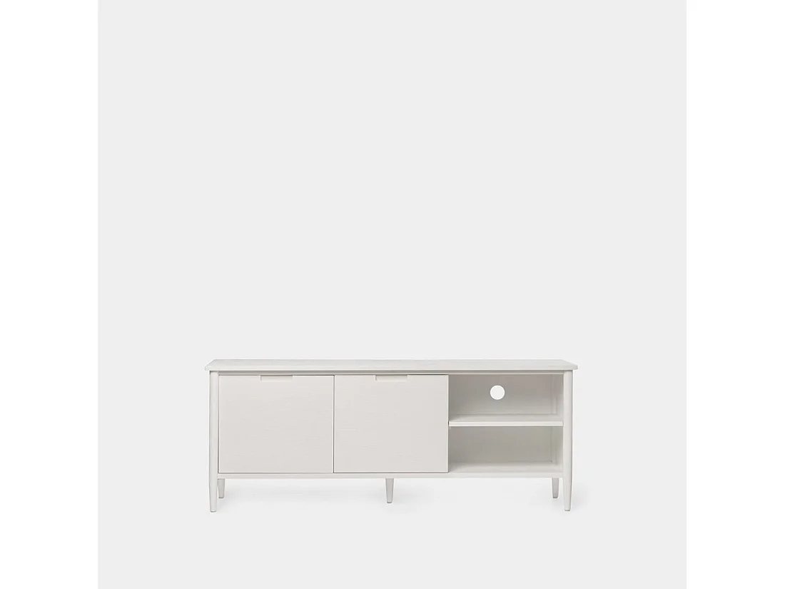 Meuble TV en laqué blanc 140x55 cm-Kenan