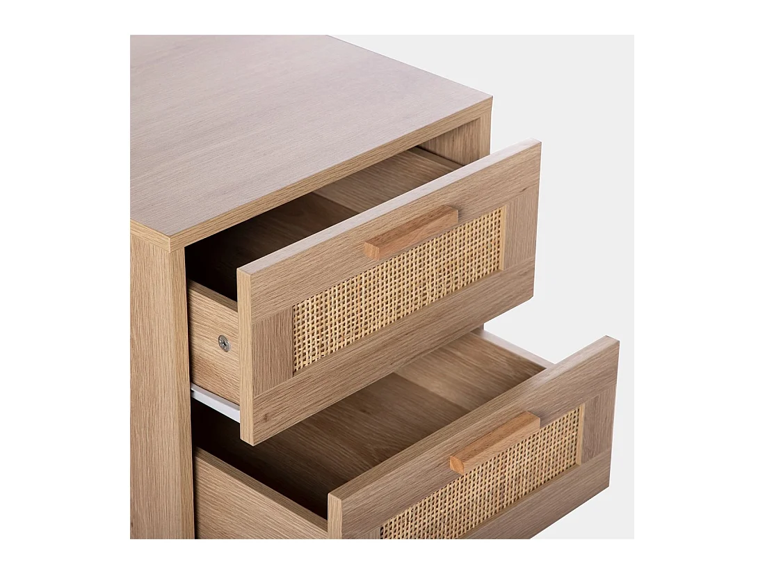 Table de chevet 1 tiroir en rotin naturel 40x56 cm-Tahiti