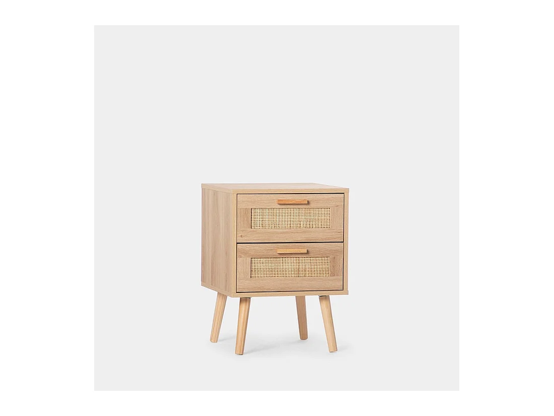 Table de chevet 1 tiroir en rotin naturel 40x56 cm-Tahiti