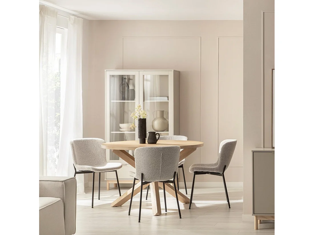 Chaise de salle à manger en bouclé gris 50x80 cm-Ari