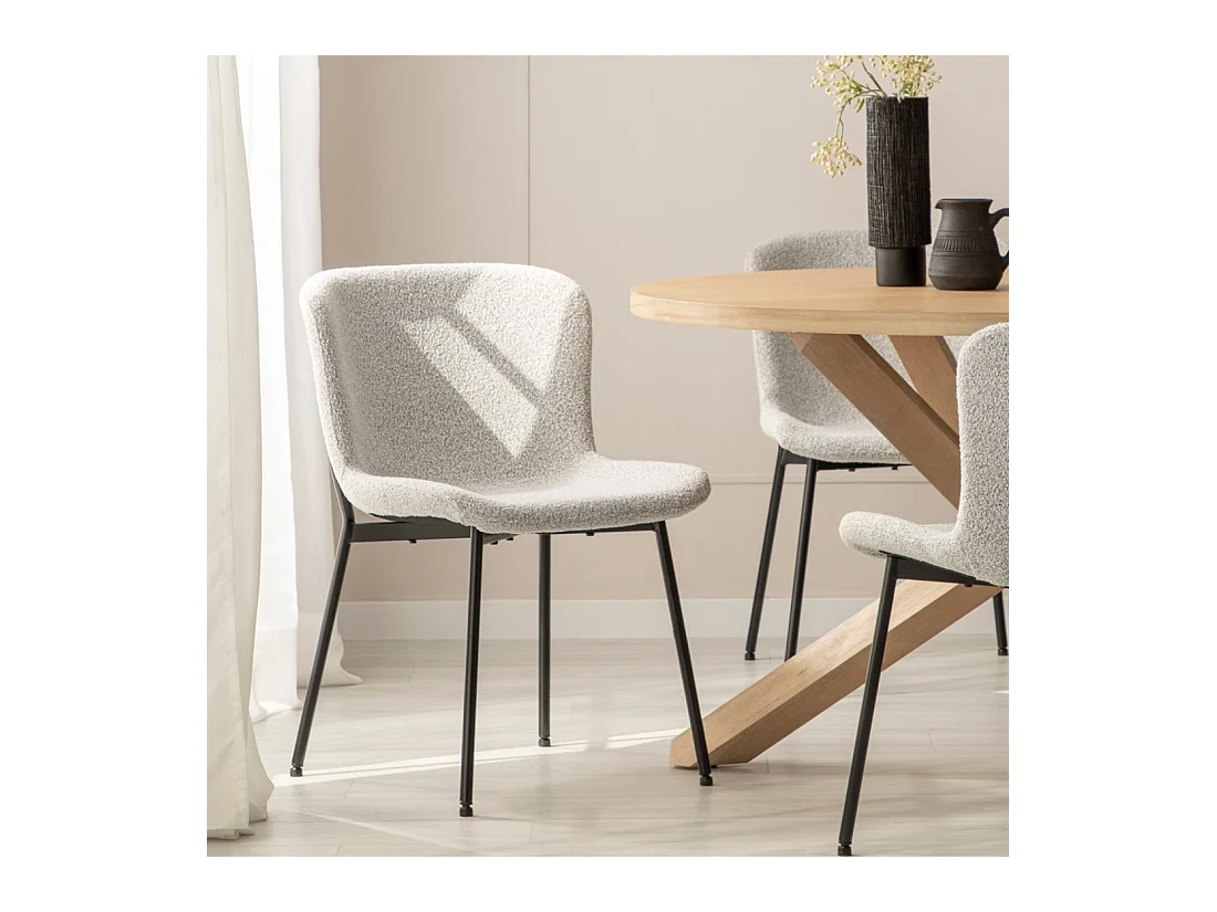 Chaise de salle à manger en bouclé gris 50x80 cm-Ari