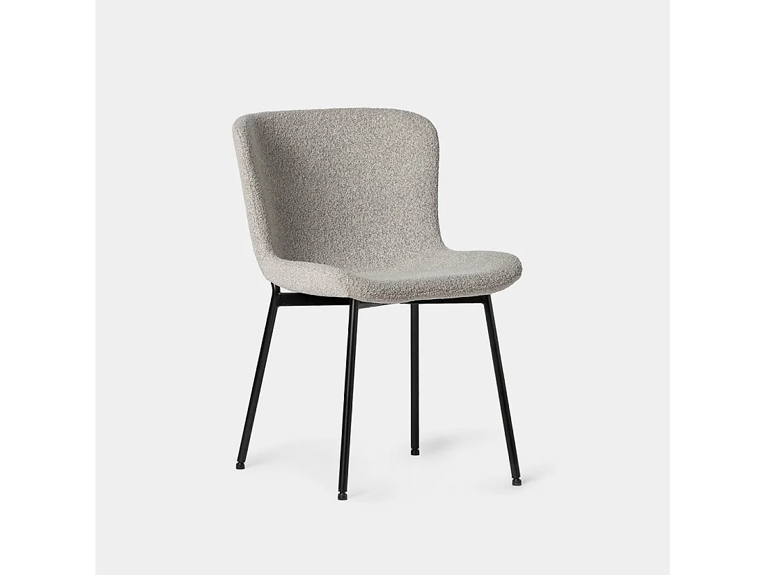 Chaise de salle à manger en bouclé gris 50x80 cm-Ari