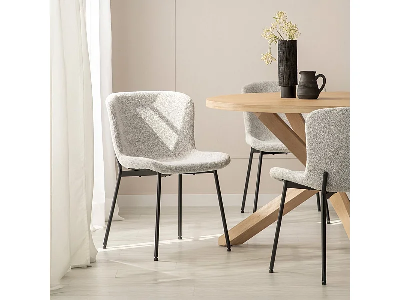 Chaise de salle à manger en bouclé gris 50x80 cm-Ari