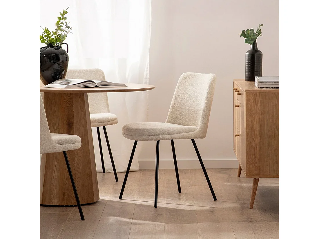 Silla de comedor de Bouclé Beige 83 x 46- Tera