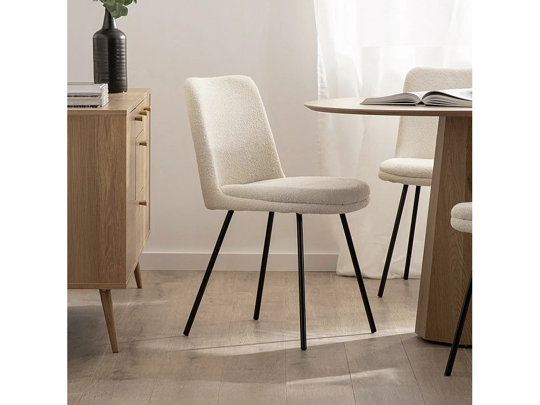 Silla de comedor de Bouclé Beige 83 x 46- Tera