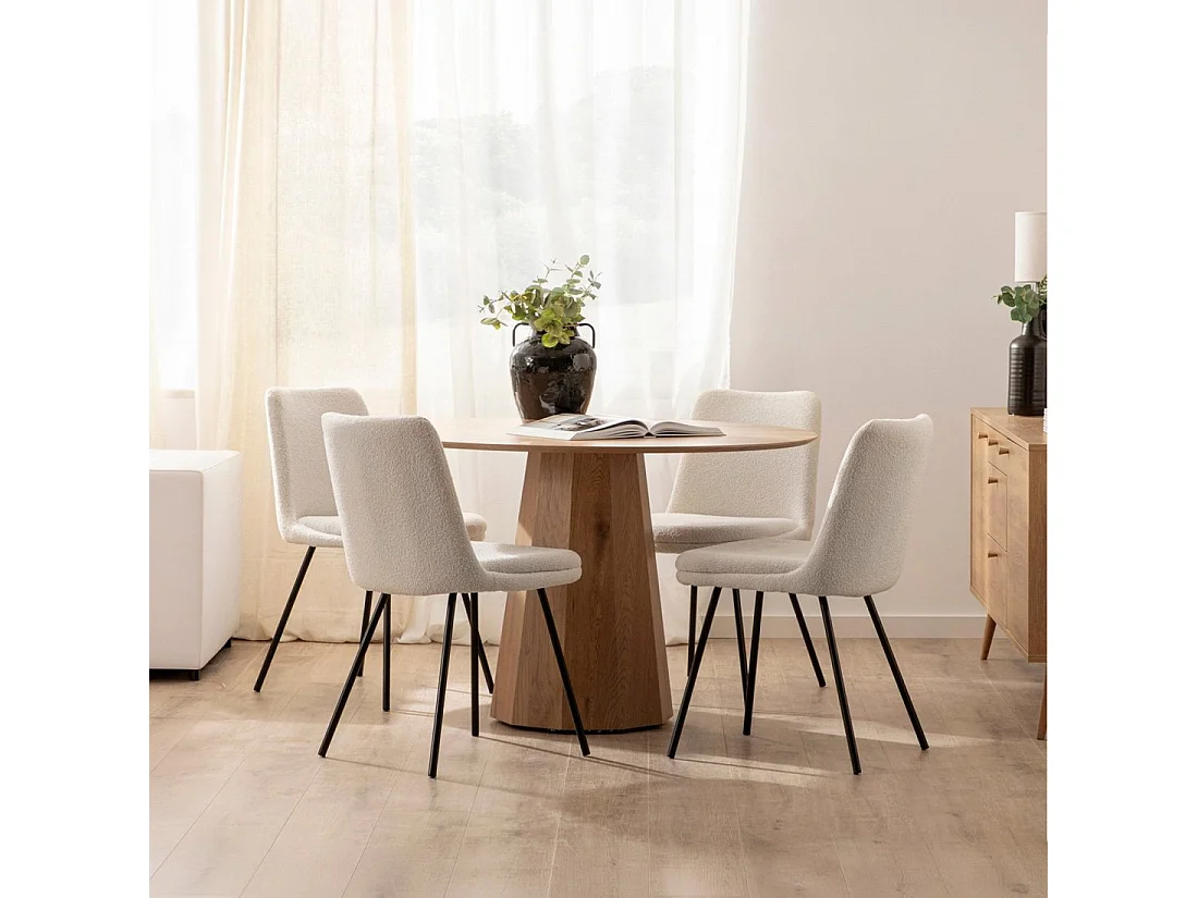 Silla de comedor de Bouclé Beige 83 x 46- Tera