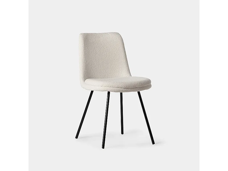 Chaise de salle à manger en bouclé beige 46x83 cm-Tera