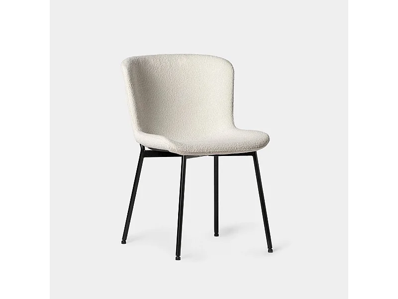 Chaise de salle à manger en bouclé beige 50x80 cm-Ari