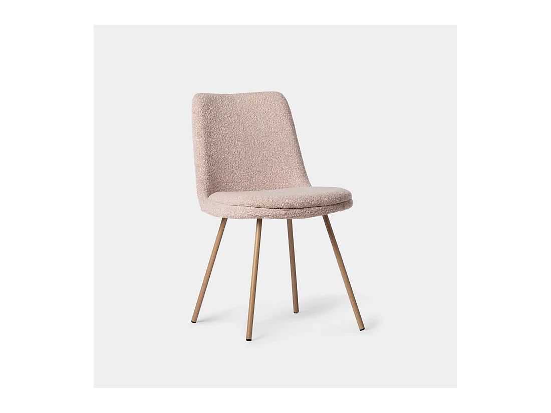Silla de comedor de Bouclé Rosa nude 83 x 46- Tera
