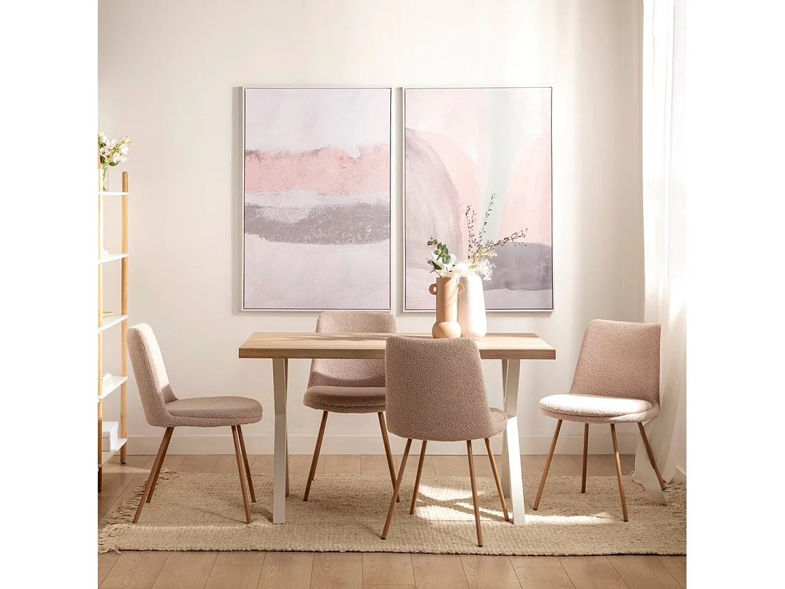 Silla de comedor de Bouclé Rosa nude 83 x 46- Tera