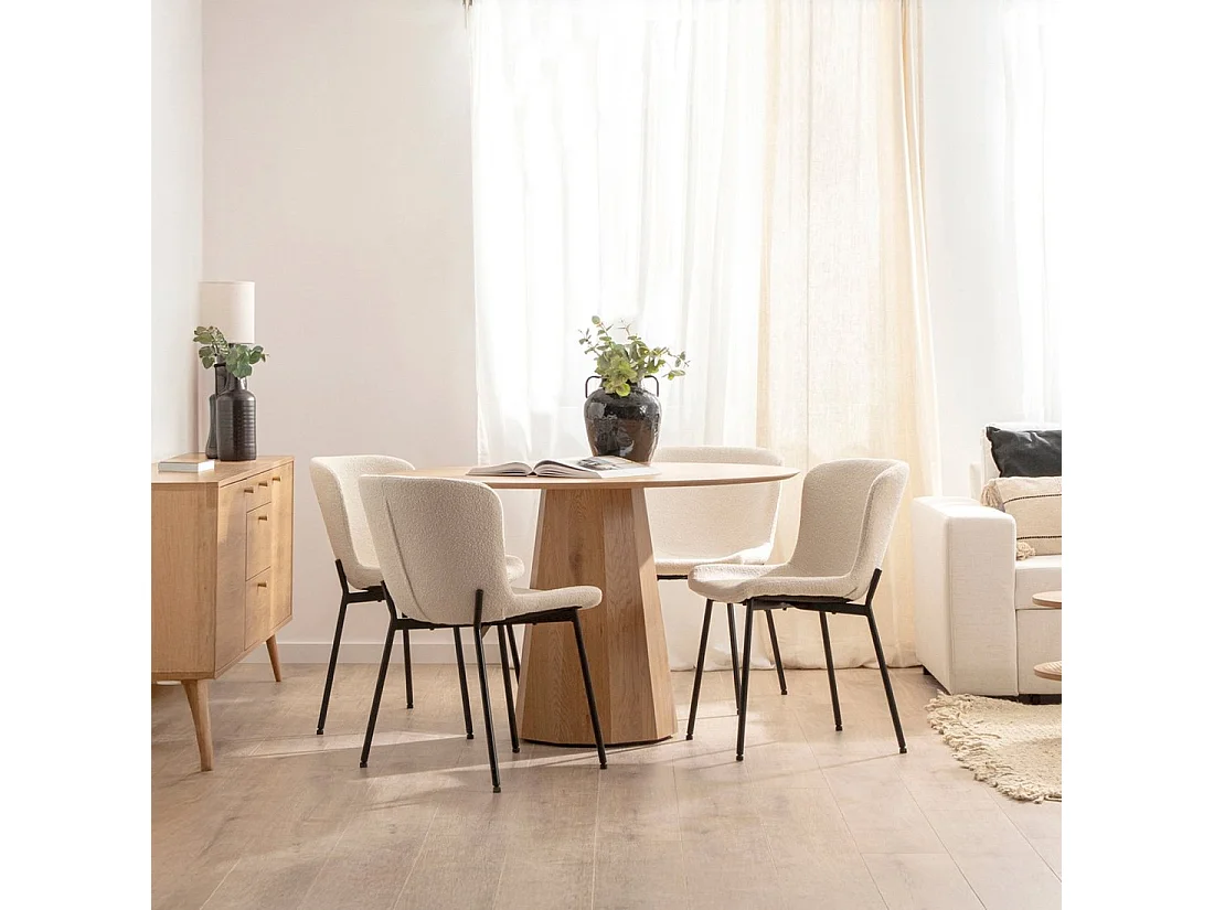 Chaise de salle à manger en bouclé beige 50x80 cm-Ari