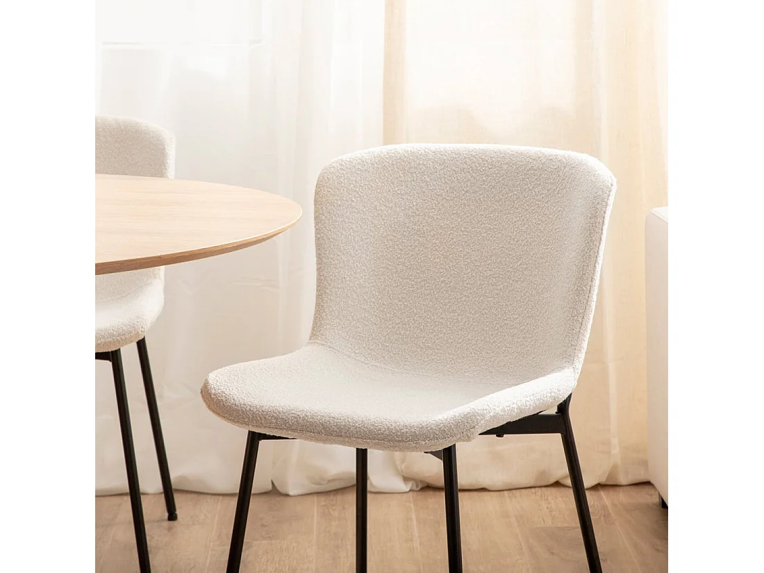 Chaise de salle à manger en bouclé beige 50x80 cm-Ari