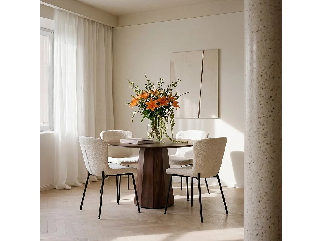 Chaise de salle à manger en bouclé beige 50x80 cm-Ari