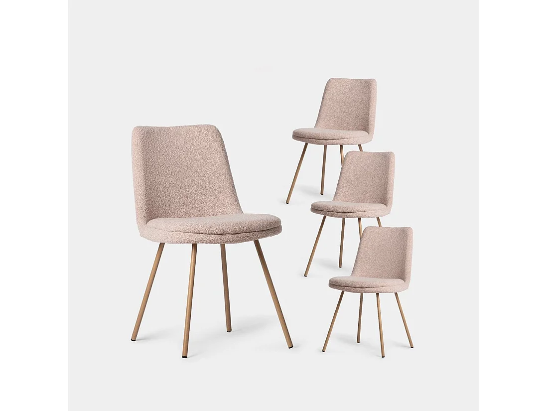 Chaise de salle à manger en bouclé rose nude 46x83 cm-Tera