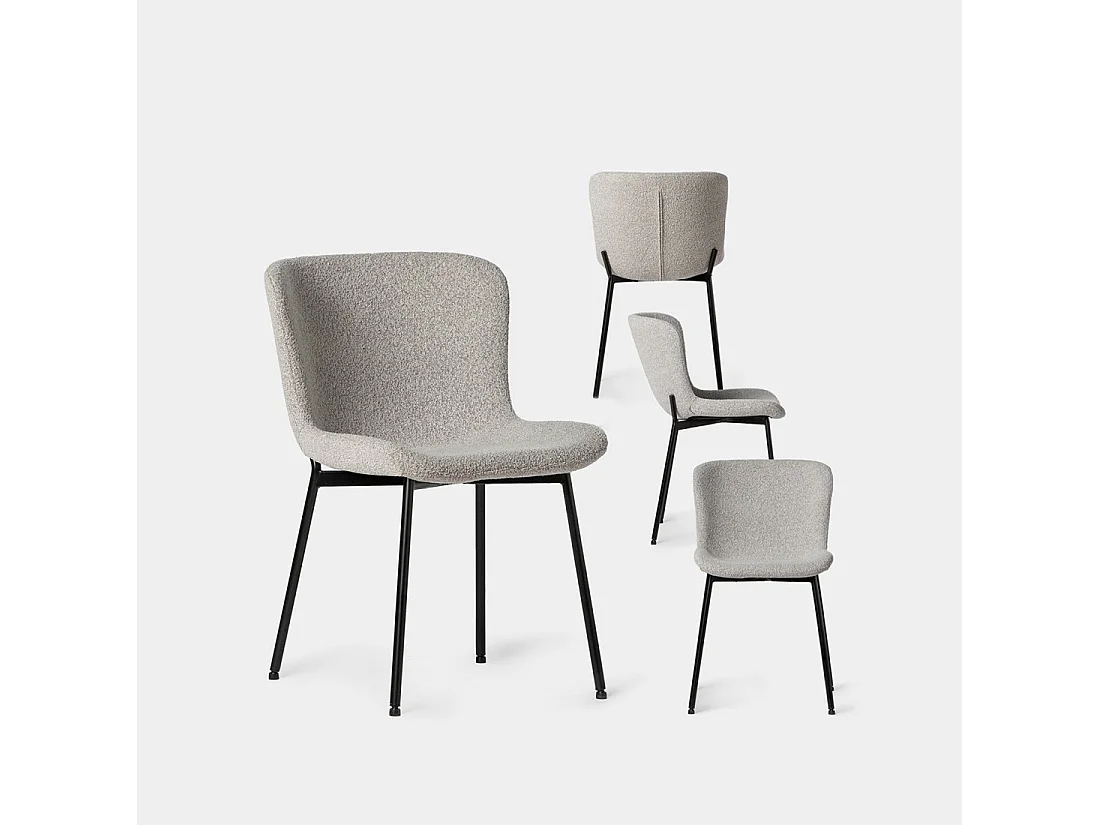 Chaise de salle à manger en bouclé gris 50x80 cm-Ari