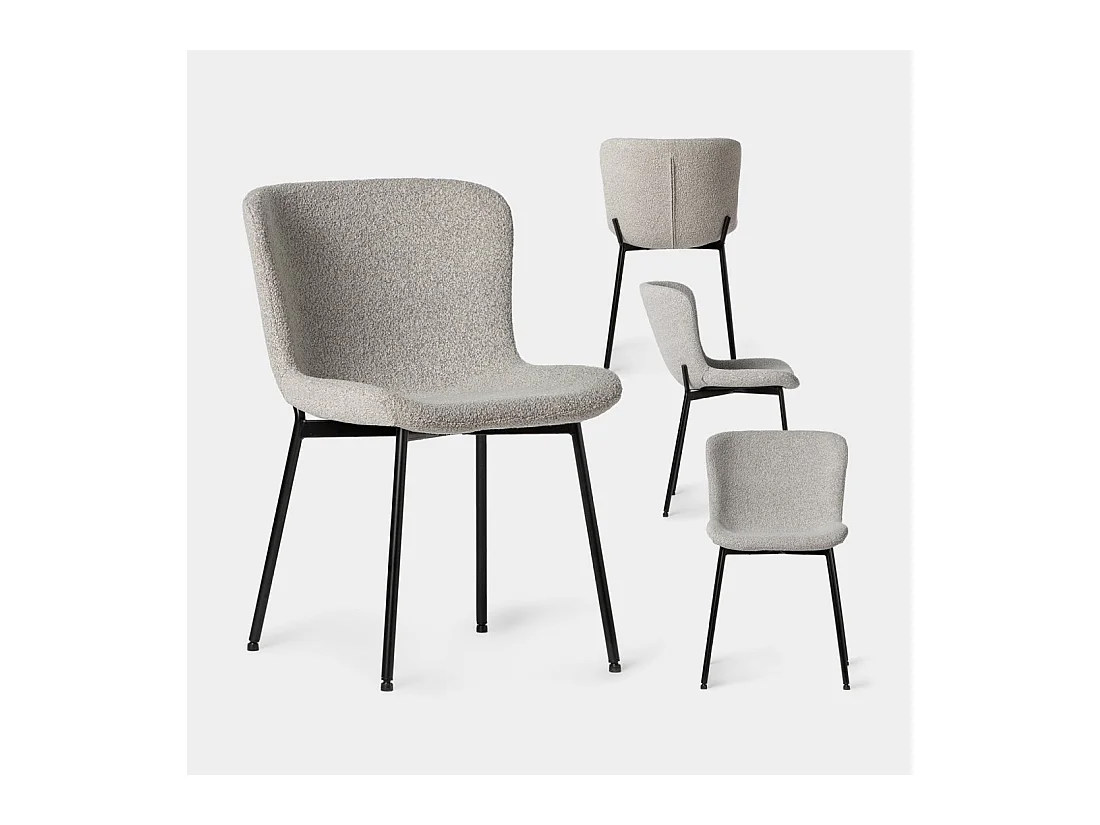 Chaise de salle à manger en bouclé gris 50x80 cm-Ari