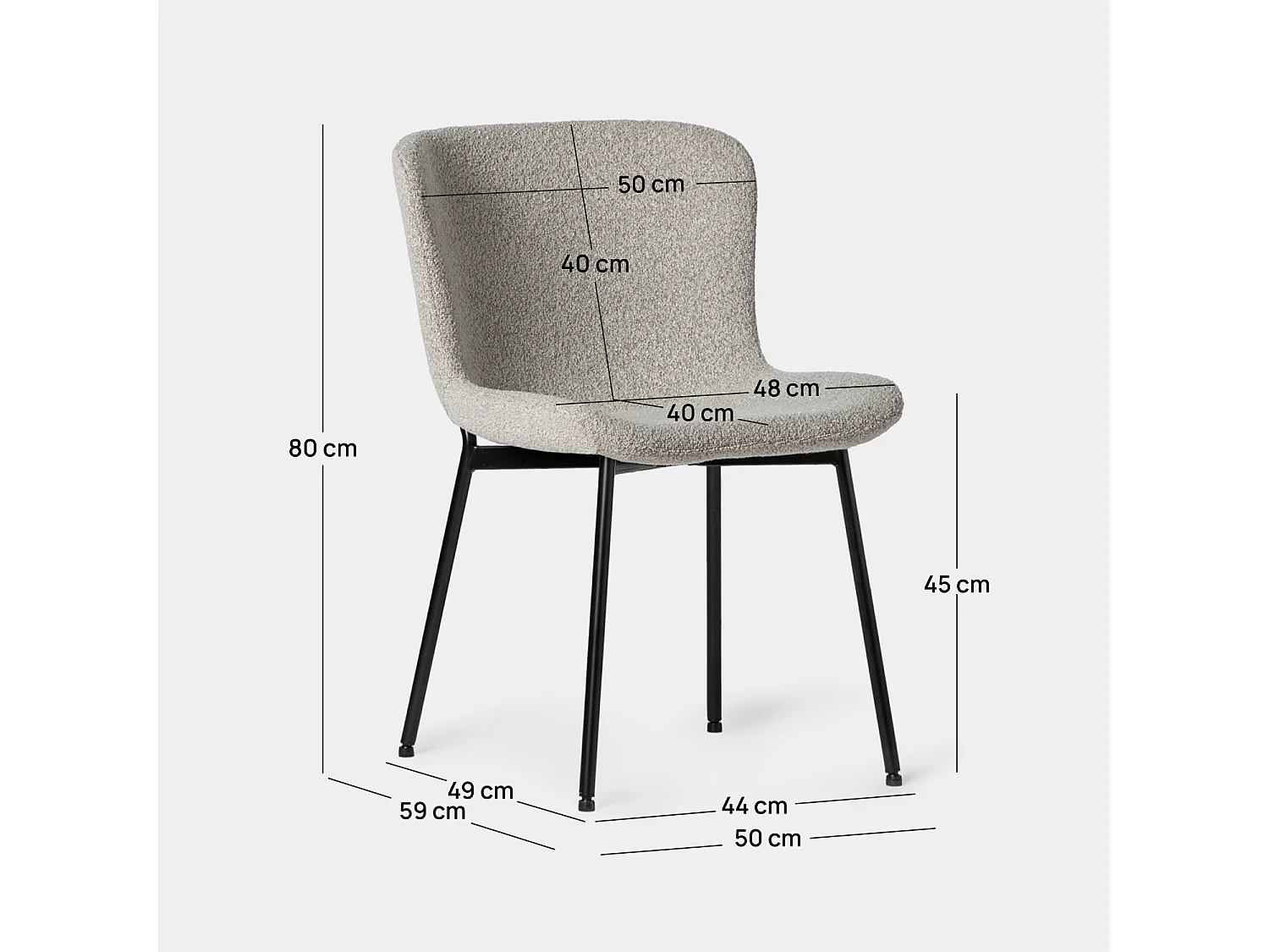 Packs 4 sillas Gris 50 x 80 cm