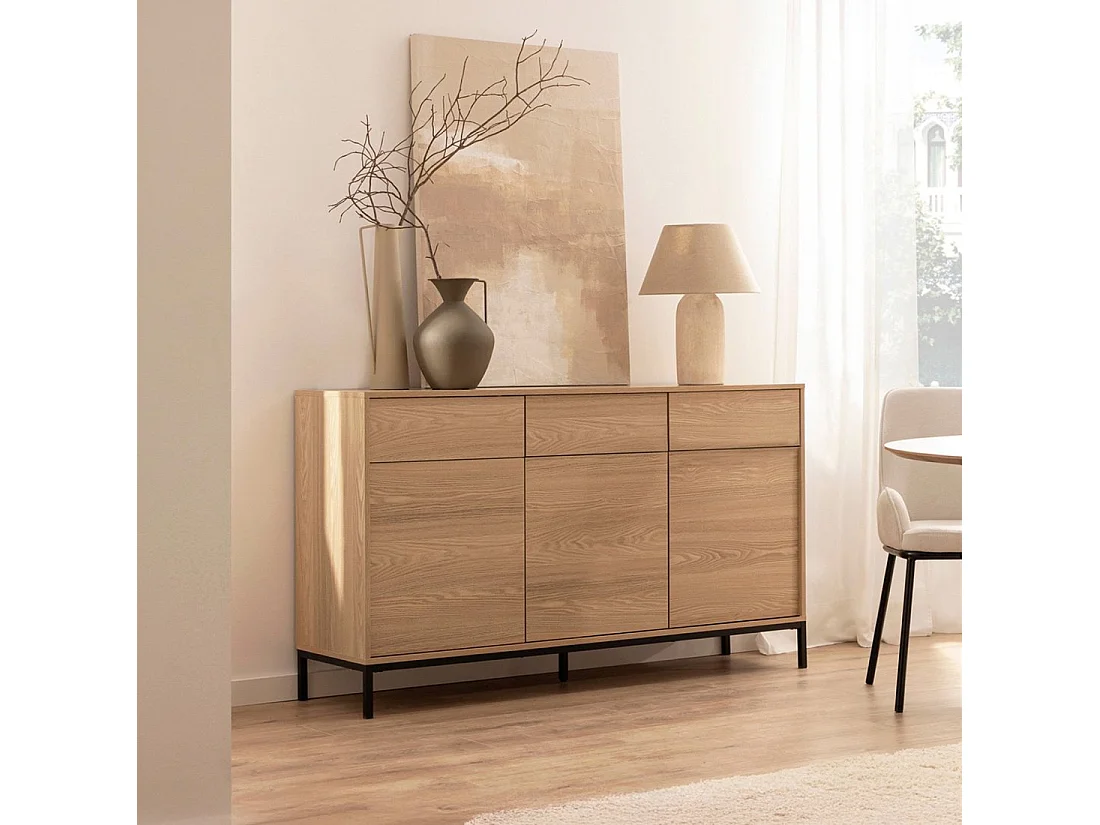 Buffet en bois naturel 148x85 cm-Remi