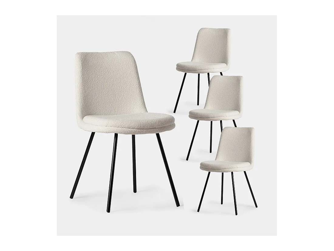 Chaise de salle à manger en bouclé beige 46x83 cm-Tera